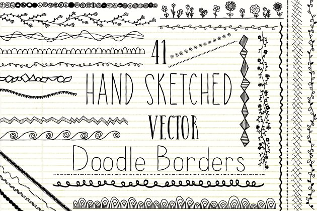 手速写矢量涂鸦边框 Hand Sketched Vector Doodle Borders