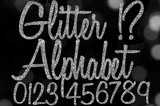 银色闪光字母素材 Silver Glitter Alphabet Clip Art