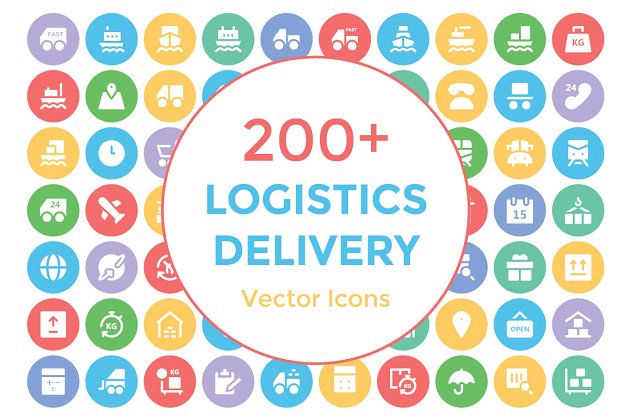 200+物流配送矢量图标 200+ Logistics Delivery Vector Icons