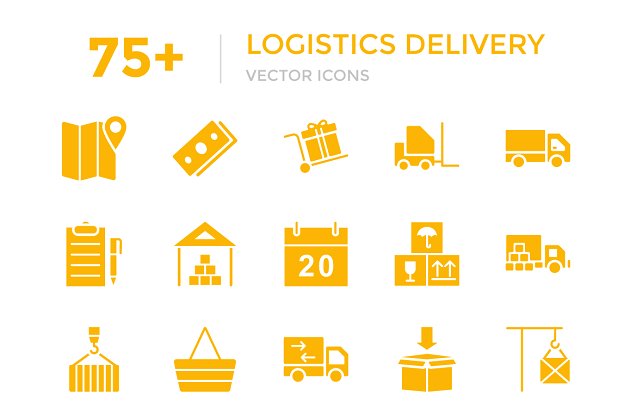 75+物流配送矢量图标 75+ Logistics Delivery Vector Icons