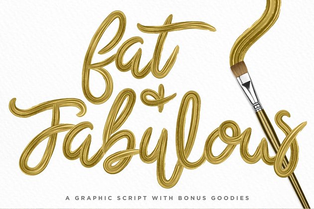 有质感的金粉笔刷效果 Fat & Fabulous: Graphic Brush Script