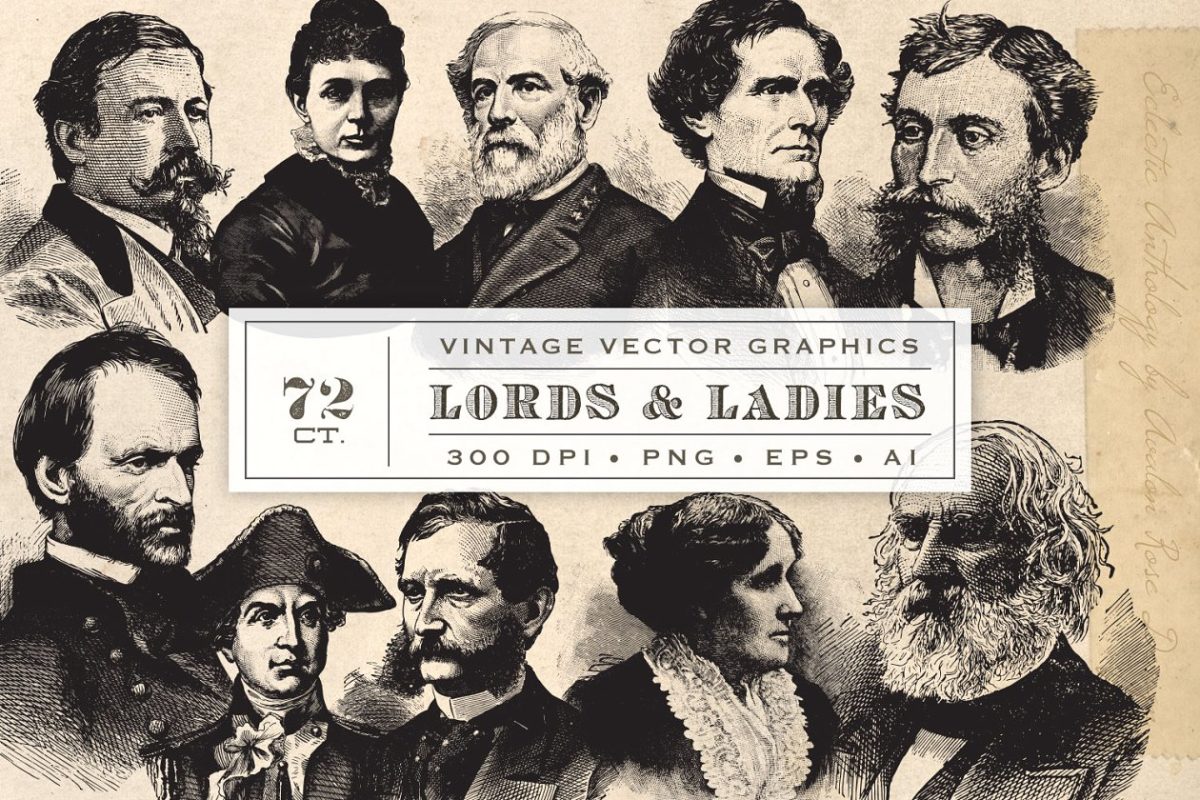 经典的英国上议院成员素描素材 Vintage Lords & Ladies Vol. 2