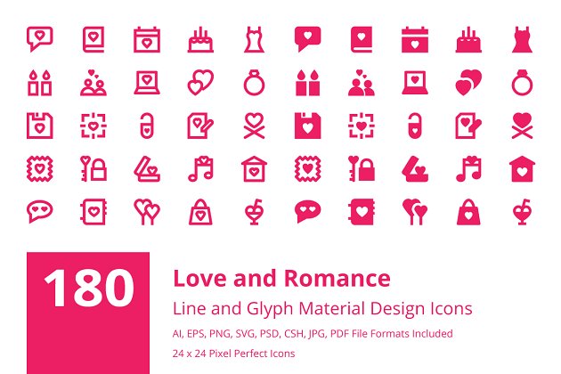 爱情和浪漫的象征图标素材 180 Love and Romance Material Icons