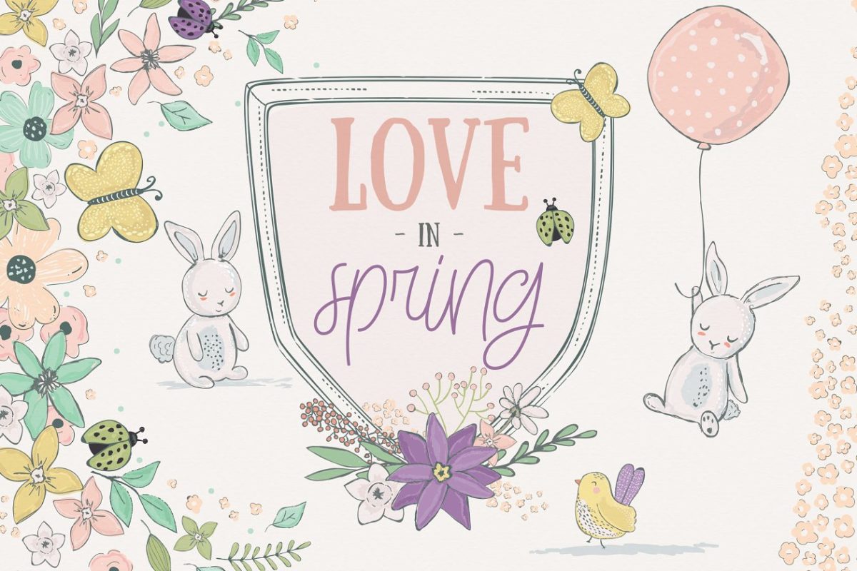 春季插画图案素材 Spring Illustration and Patterns
