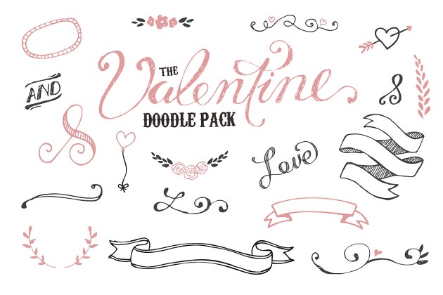 情人节涂鸦相关素材 The Valentine Doodle Pack