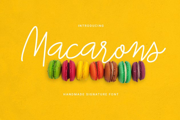 马卡龙签名字体 Macarons Font and Extras