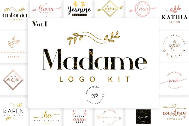 花卉植物主题的logo设计模版 Madame Logo Pack Vol. 1