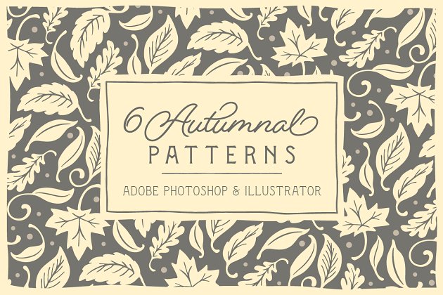 秋季味道的图案素材 6 Autumnal Patterns + Clipart