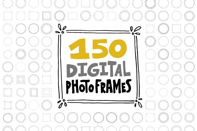 150个抽象几何矢量素材图形 150 Digital Frames (EPS, PNG)