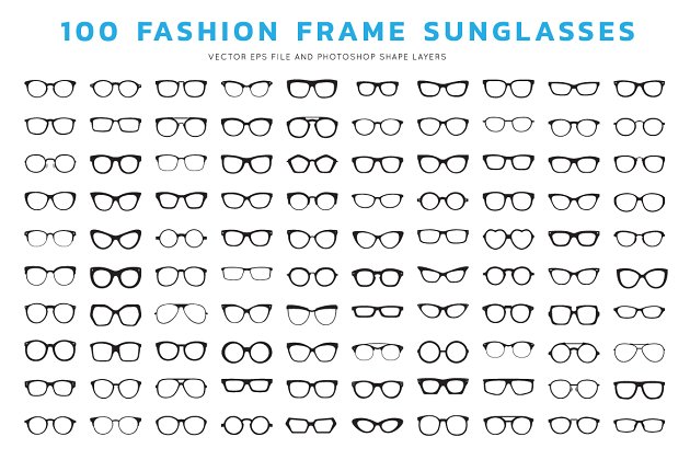 眼镜图标素材 Eyeglasses Frames ( Vector & PSD)