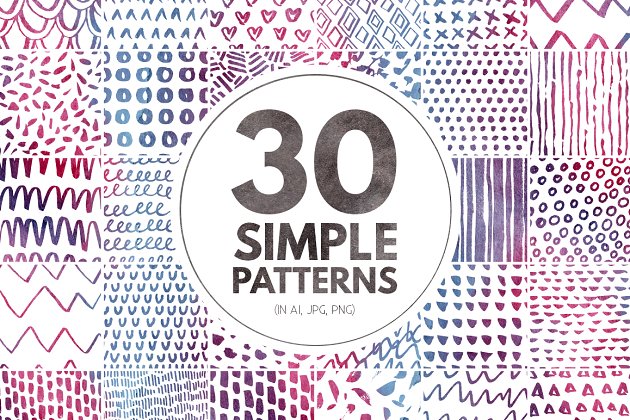 30个简单的无缝背景纹理素材 30 Simple Seamless Patterns