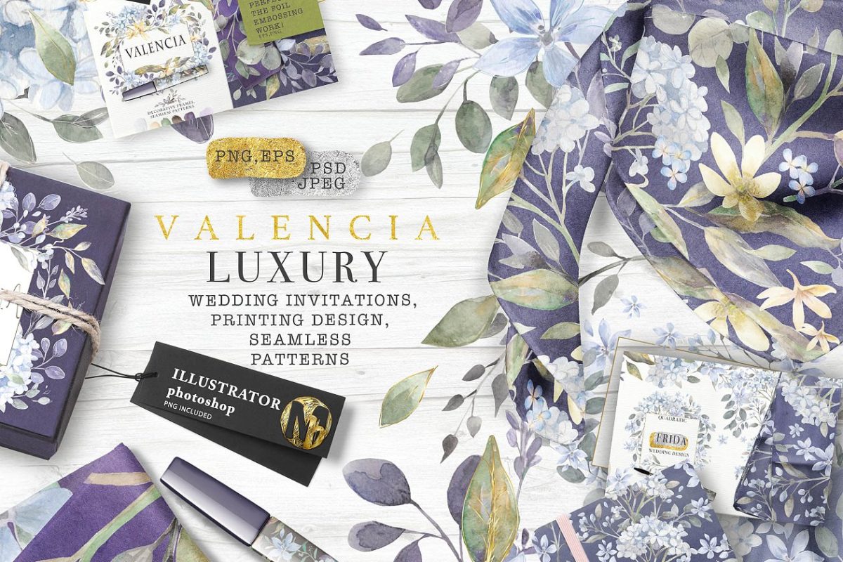 瓦伦西亚奢华水彩元素素材 "VALENCIA" collection