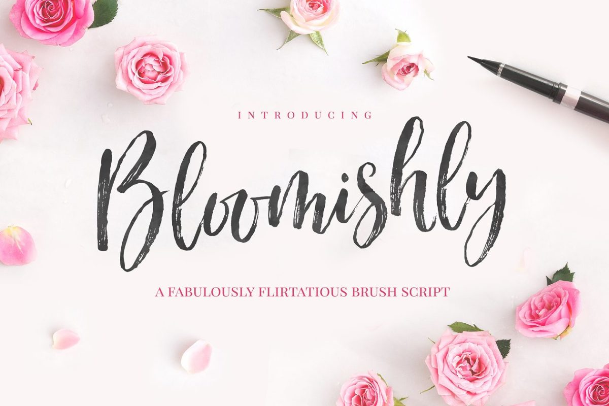 手写柔和书法字体 Bloomishly Brush Font