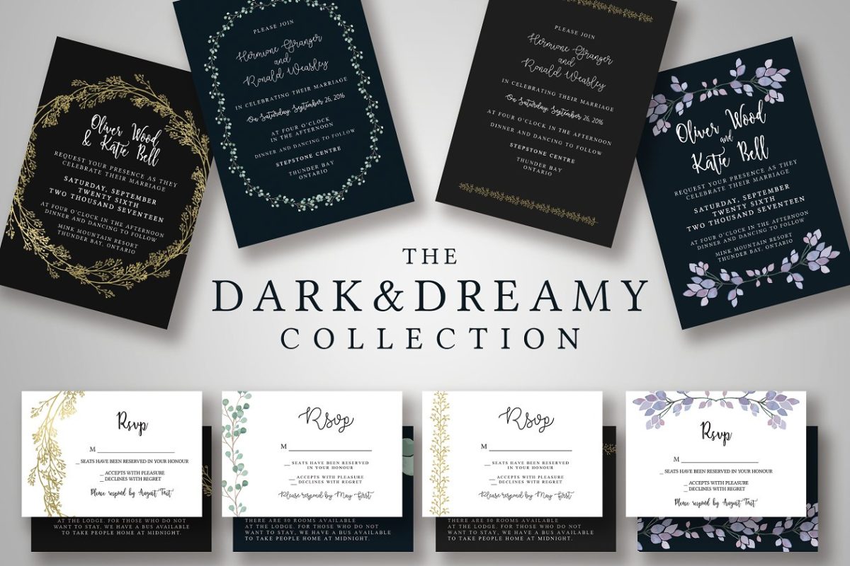黑色邀请函平面素材 Dark & Dreamy Invitation Collection