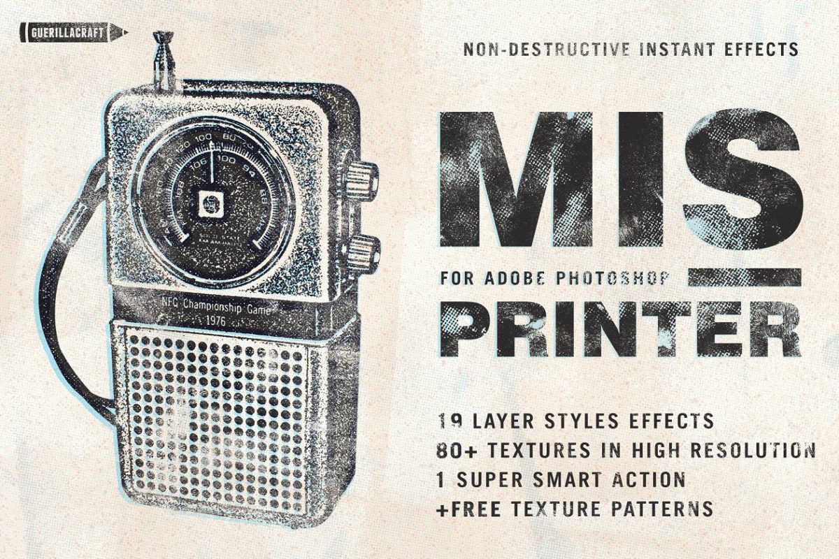 做旧纸张效果的图层样式 Misprinter for Adobe Photoshop