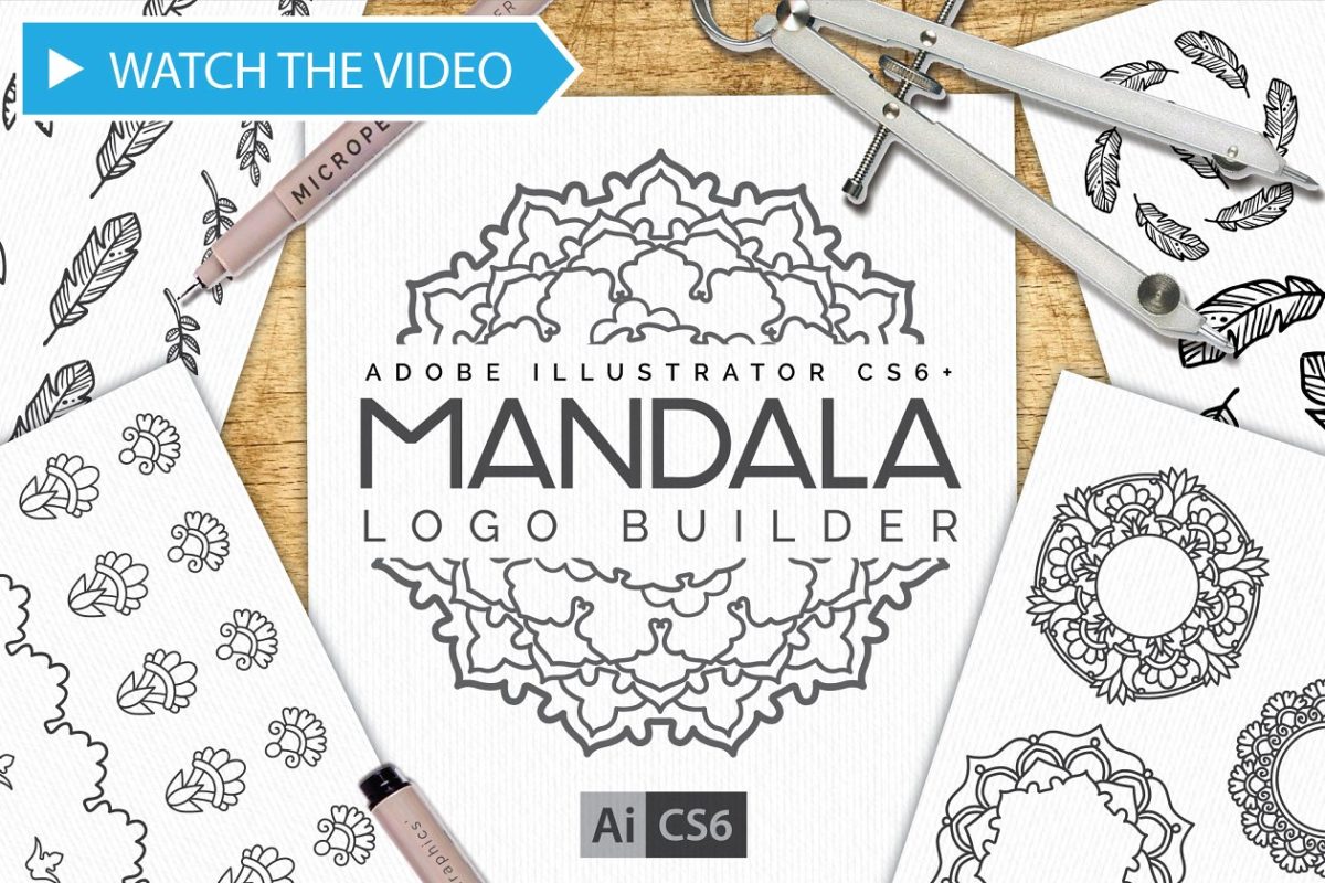 曼陀罗标志创造模板包 Mandala Logo Creator Kit CS6+