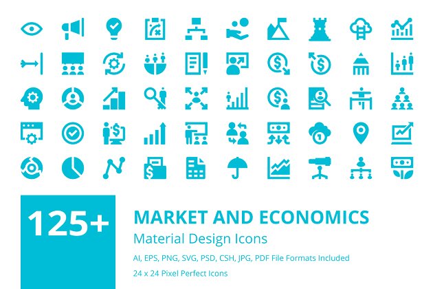 市场和经济图标素材 125+ Market and Economics Icons Set