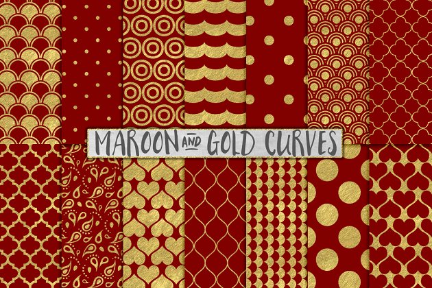 栗色和金箔背景 Maroon and Gold Foil Backgrounds