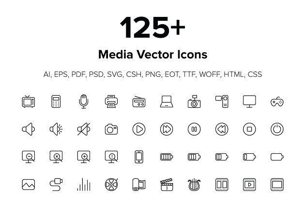 媒体图标素材 125+ Media Icons