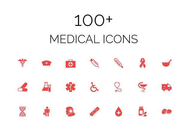 医疗矢量图标素材 100+ Medical Vector Icons Pack