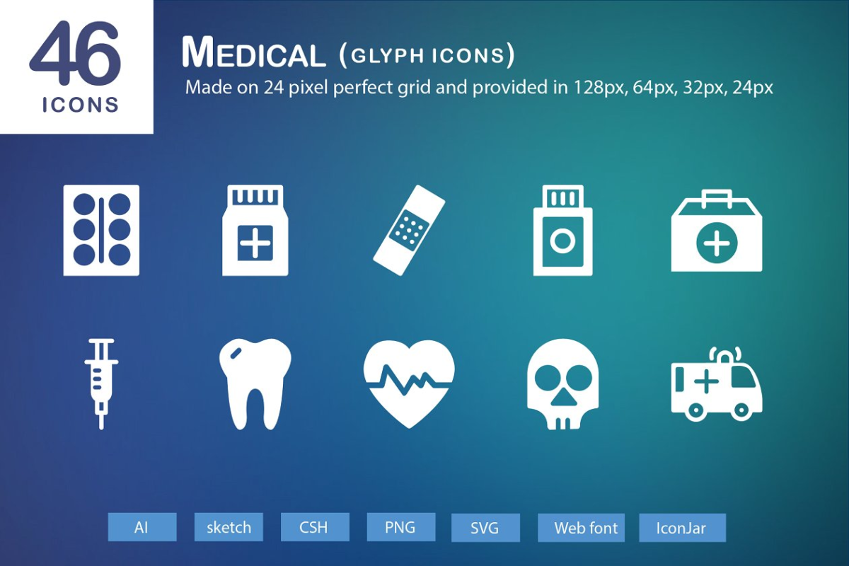 医学图标集 46 Medical Glyph Icons