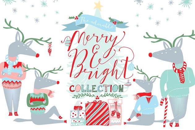 快乐和明亮的圣诞节图形 Merry and Bright Christmas Clipart