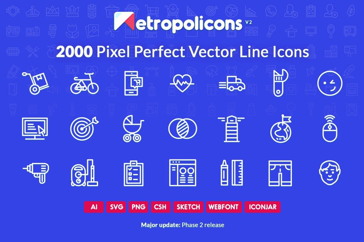 2000个高品质常用图标合集 2000 Line Icons Set Metropolicons