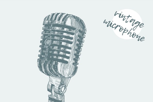 演播室麦克风的插图 Illustration of a studio microphone