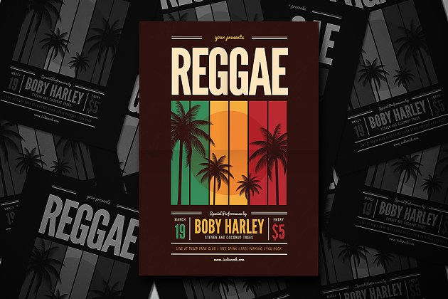 雷鬼音乐派对传单海报模板 Reggae Music Party Flyer