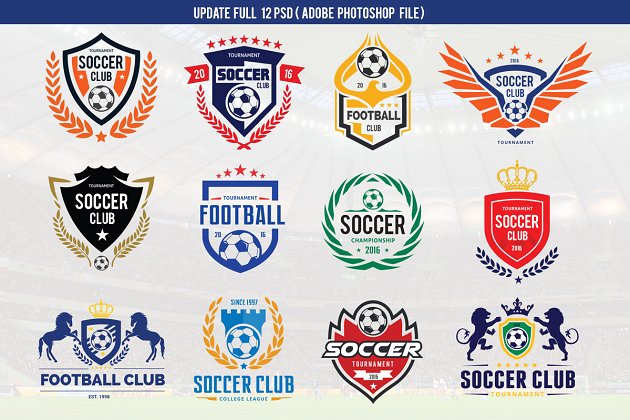 足球球队logo素材 Football logo Set (Vector+PSD)
