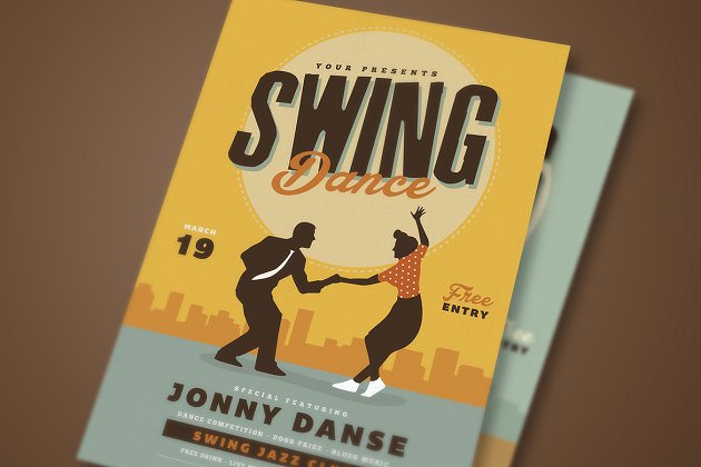 复古摇摆舞派对传单 Retro Swing Dance Party Flyer