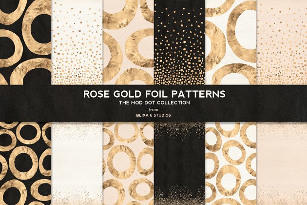 玫瑰金圆点背景纹理素材 Rose Gold Mod Dot Foil Patterns