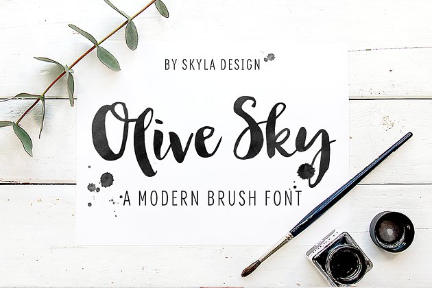 厚重的手写字体 Olive Sky, Modern brush font