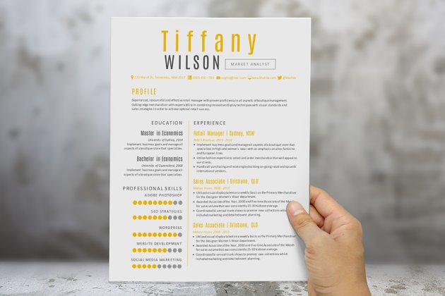简单好用的Word简历二合一 Yellow 2 in 1 Word resume pack