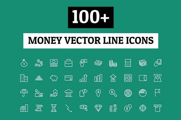 金融图标素材 100+ Money Vector Line Icons
