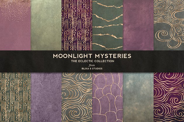 月光之谜：深色烫金高贵背景纹理 Moonlight Mysteries: Wabi Sabi World