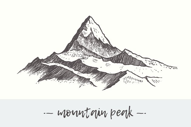 两幅山峰的插图 Two illustrations of mountains peaks