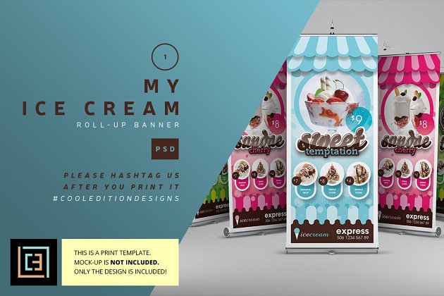 冰淇淋易拉宝模版 My Ice Cream – Roll-Up Banner
