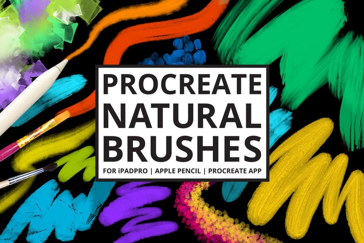 iPad Pro 漂亮的笔刷合集 30 Procreate-4 Natural Media Brushes