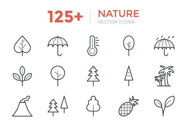 125+自然矢量图标 125+ Nature Vector Icons