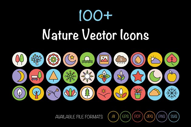 100+自然界图标 100+ Nature Vector Icons