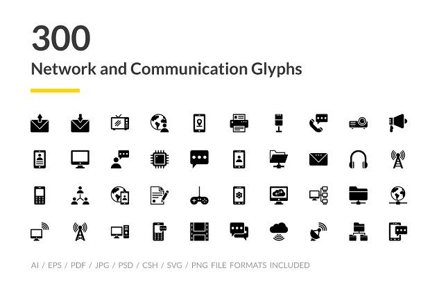300个网络和通信图标下载 300 Network and Communications Icons