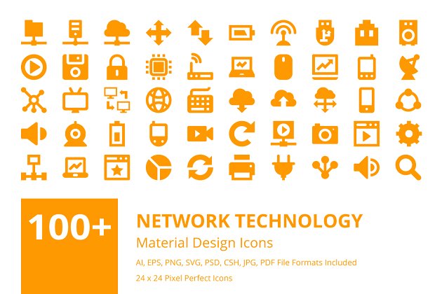 100+网络技术图标套装 100+ Network Technology Icons Set
