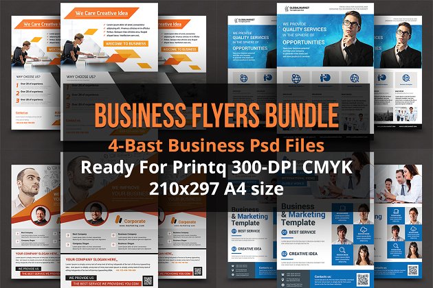 企业商务风格的传单或海报模板 Corporate Business Flyers Bundle