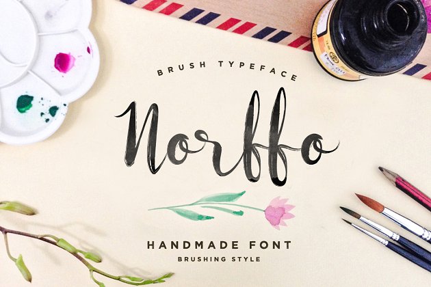 手写笔刷字体 Norffo Font + Watercolor Brush
