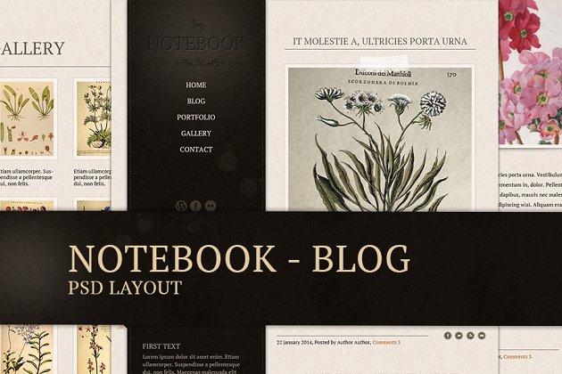 怀旧设计网站模板 Notebook – blog template