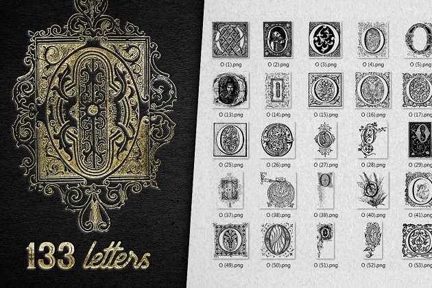 复古字母O装饰字母表 Vintage Letter O Decorative Alphabet