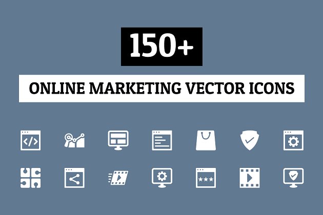 150+在线营销图标 150+ Online Marketing Icons