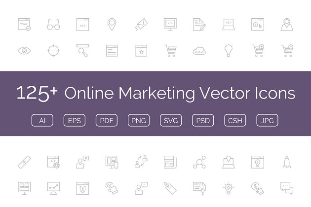 在线市场矢量图标 125+ Online Marketing Vector Icons