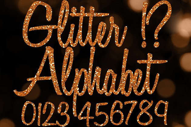 橙色闪光字母表素材 Orange Glitter Alphabet Clip Art Set